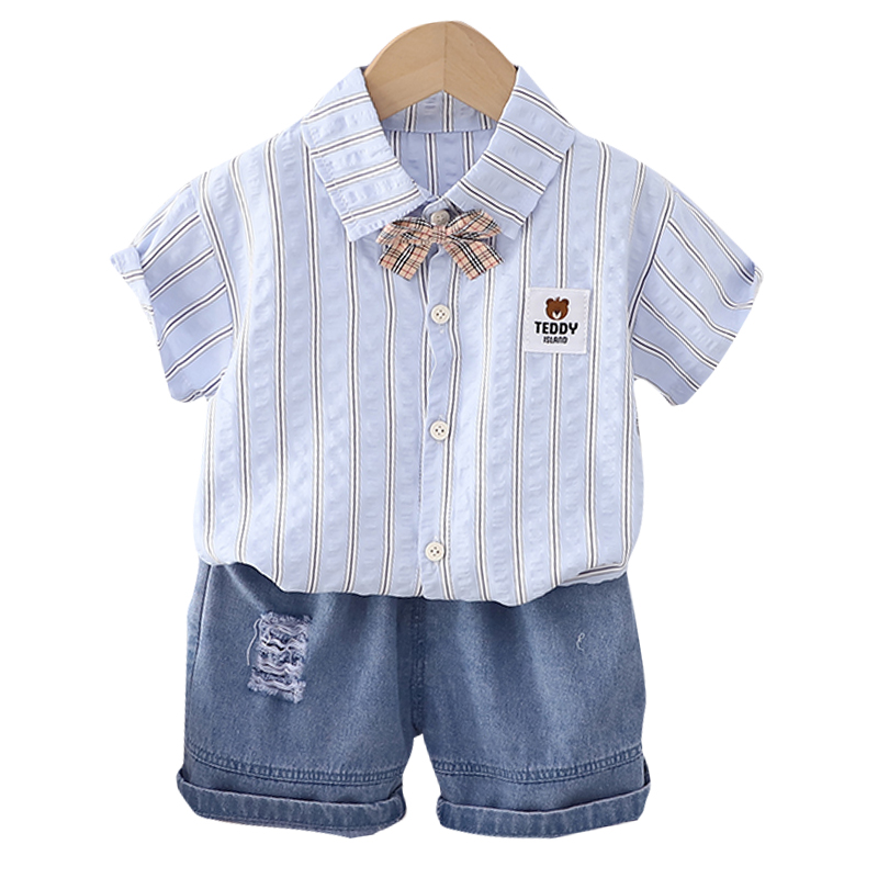 韩系男童夏装2023新款套装洋气宝宝夏季短袖衣服婴儿小童两件套潮