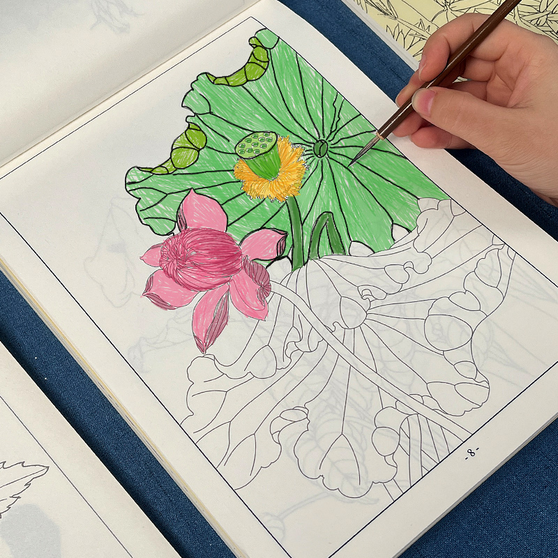 儿童中国画白描入门临摹画册小学生线描底稿手绘描幕本绘画素描纸