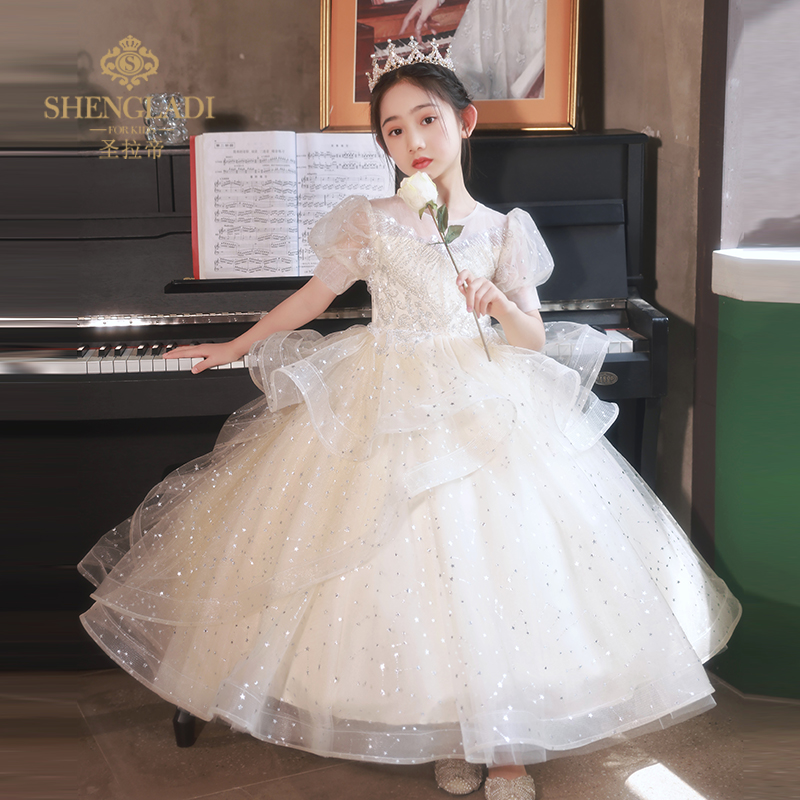 公主裙女童高端礼服生日宴纱裙儿童主持人钢琴演奏走秀演出服春季