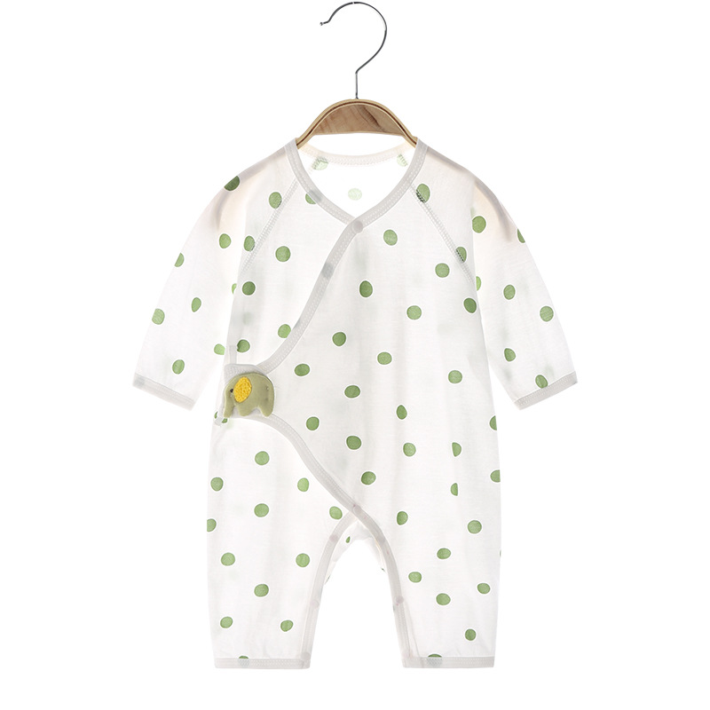 日本婴儿连体衣夏季薄款无骨新生儿纯棉哈衣长袖空调服宝宝睡衣