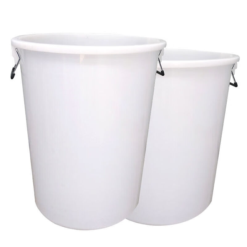 海斯迪克大号水桶白色带盖160L(5个)塑料桶大容量圆形收纳桶酒店