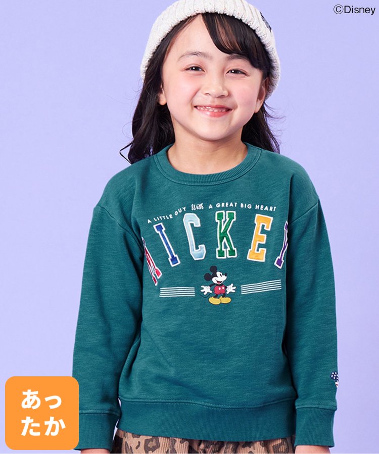 日本F.O.KID S 迪士尼2023冬儿童装刺绣logo卡通米奇加绒圆领卫衣