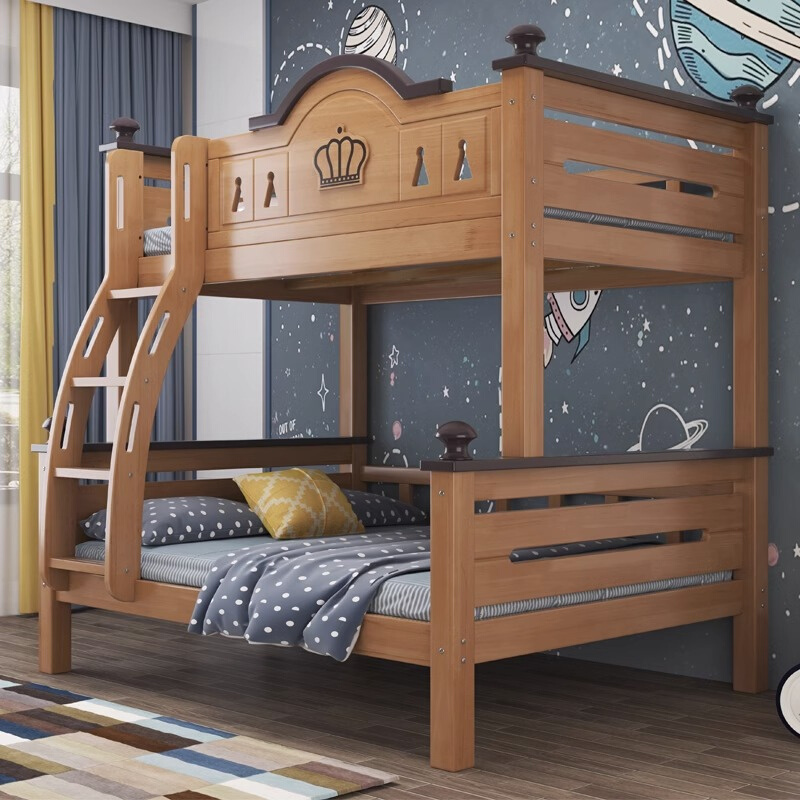 实木儿童床上下铺双层床高低组合床子母床男孩小户型带爬梯母子床