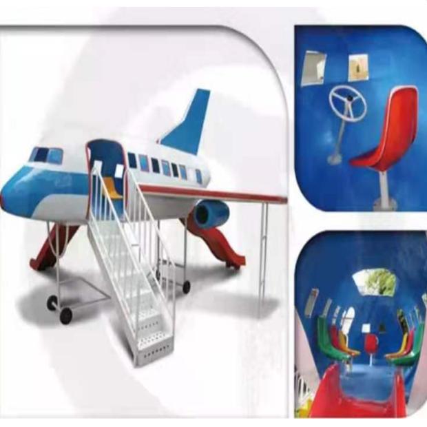 定制玻璃钢儿童飞机滑梯幼儿园大型民航客机模型airplaneslides厂
