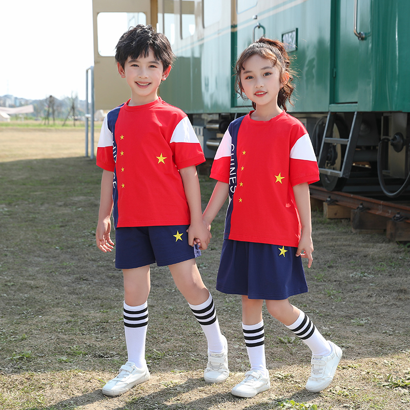 儿童校服套装小学生统一班服三件套运动会短袖合唱幼儿园园服夏季