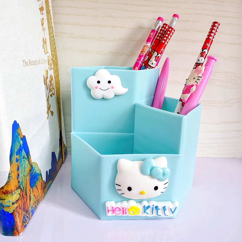 厂家欧式可爱卡通少女儿童创意收纳盒桌面文具收纳U筒塑料笔桶杂