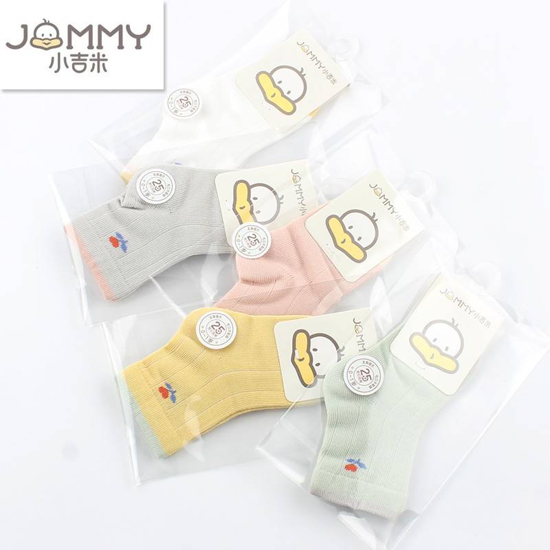 小吉米婴儿袜子夏季薄款A类纯棉可爱宝宝1-3中筒袜男女婴幼童短袜