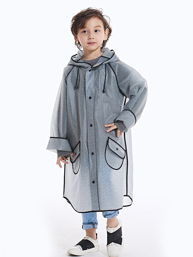 新款时尚长款可爱儿童雨衣男女童中小学生徒步防风防水雨披外套