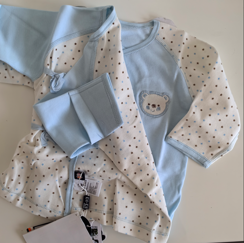 迪迪和短袍（2件）婴儿内衣纯棉长袖新生儿秋衣宝宝绑带上衣衣服