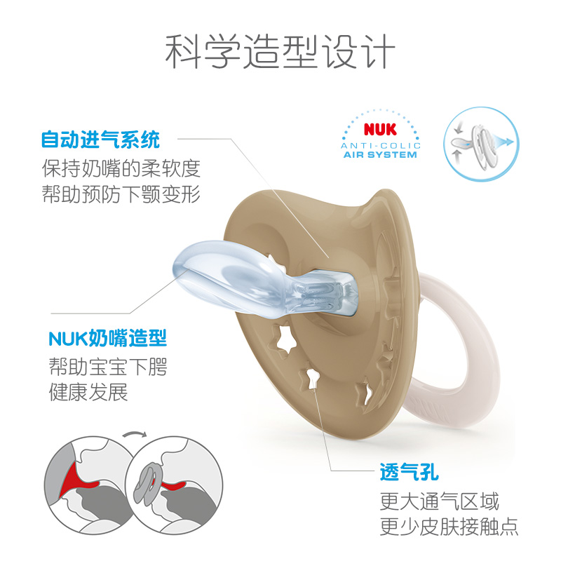 NUK进口印花舒适系列安抚奶嘴婴儿防胀气宝宝6到18个月一岁以上