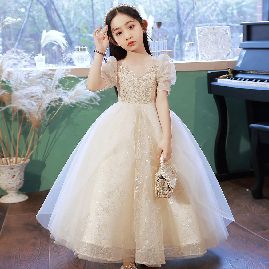 十岁生日小女孩公主裙高端钢琴花童礼服儿童表演礼服裙女童主持人