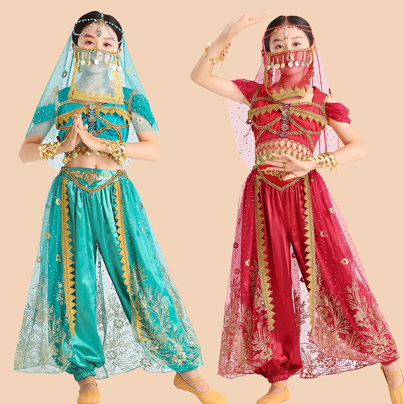 印度舞蹈服装女儿童六一幼儿新疆舞民族舞合唱表演出服茉莉公主裙