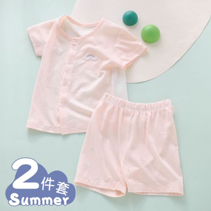 宝宝夏季套装纯棉初夏短袖短裤分体薄款2024婴儿夏装空调服两件套