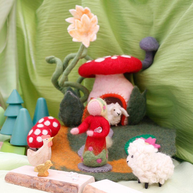 华德福生活馆 温暖手作幼儿园家庭故事装饰场景羊毛毡儿童玩具