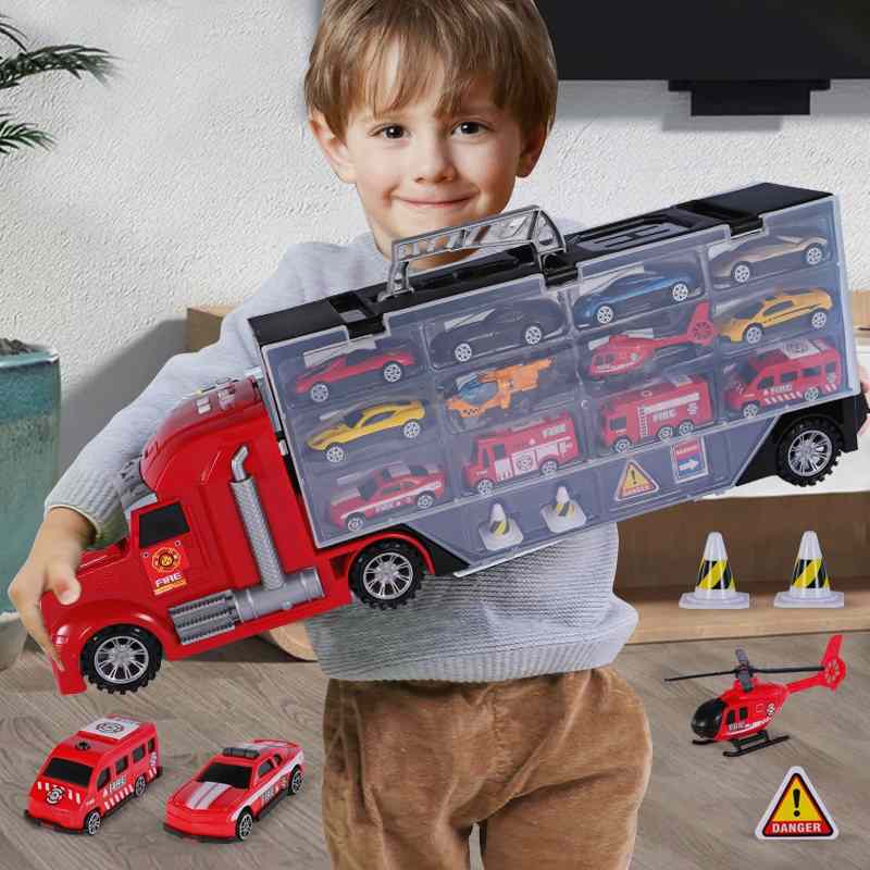 玩具车男孩小汽车货柜车工程车收纳2023新款34岁儿童生日礼物男童