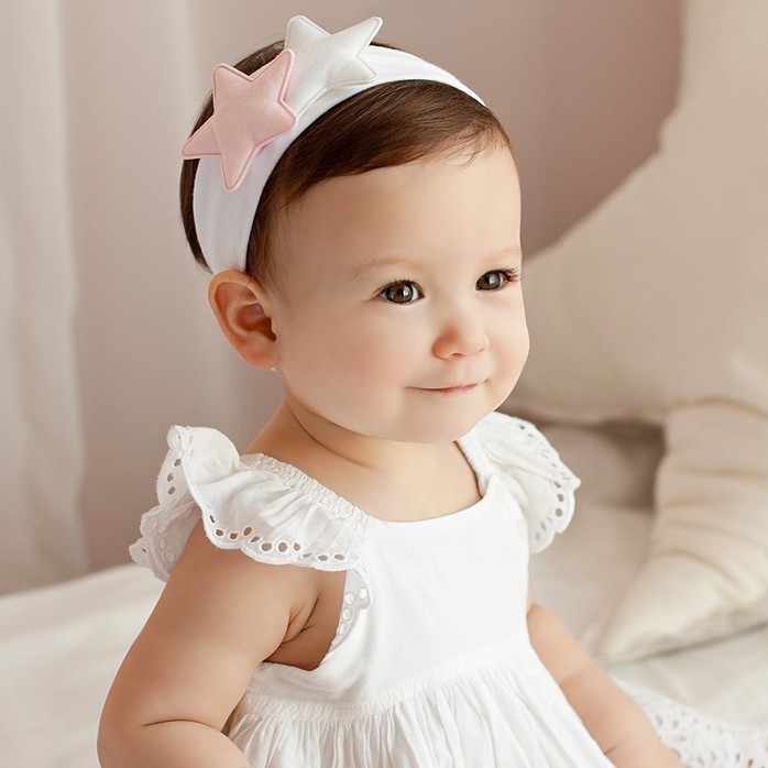 韩国进口happyprince宝宝发带婴幼儿童头饰品灰白双星宽带子发带