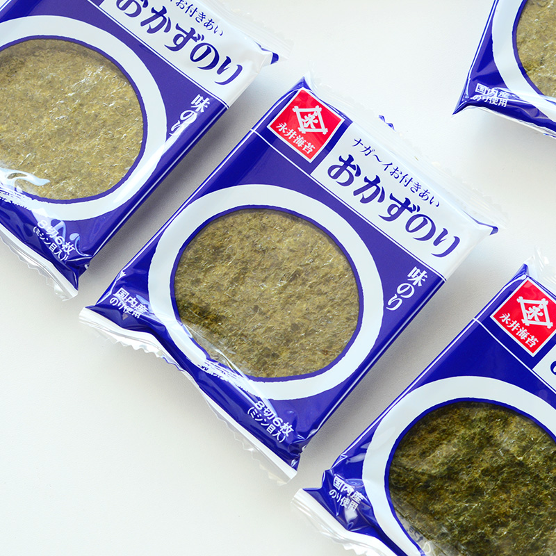 日本进口永井即食海苔大片装儿童零食小吃寿司拌饭包饭紫菜8袋入