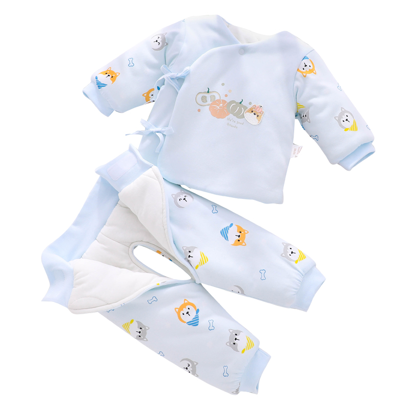 0一3个月婴儿衣服冬装小棉袄新生宝宝分体保暖套装秋冬季包脚棉服