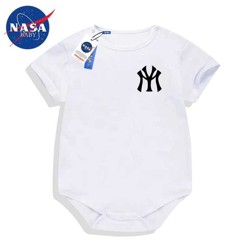 NASA夏装新生婴儿潮宝宝纯色爬服三角包屁连体衣短袖薄款纯棉男女