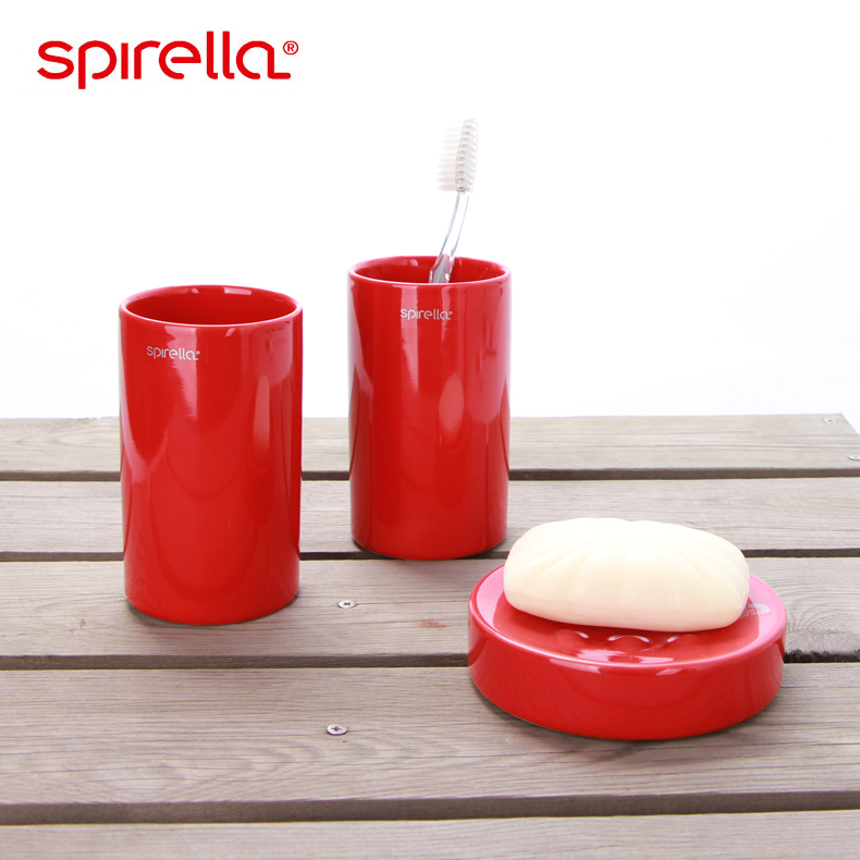 SPIRELLA/丝普瑞卫生间创意陶瓷漱口杯三件套刷牙杯浴室用品套装