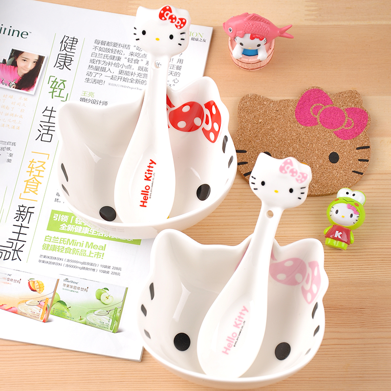 hello kitty日式卡通可爱陶瓷勺ins风少女心宿舍家用陶瓷餐具儿童