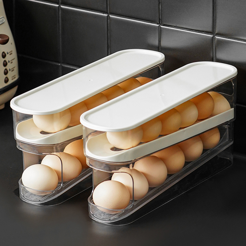 鸡蛋收纳盒整理神器架托冰箱用侧门蛋托保鲜滚动新款抽屉式滚蛋盒