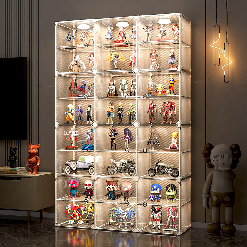 手办乐高展示柜玩具积木仿亚克力玻璃家用陈列置物架子透明收纳盒