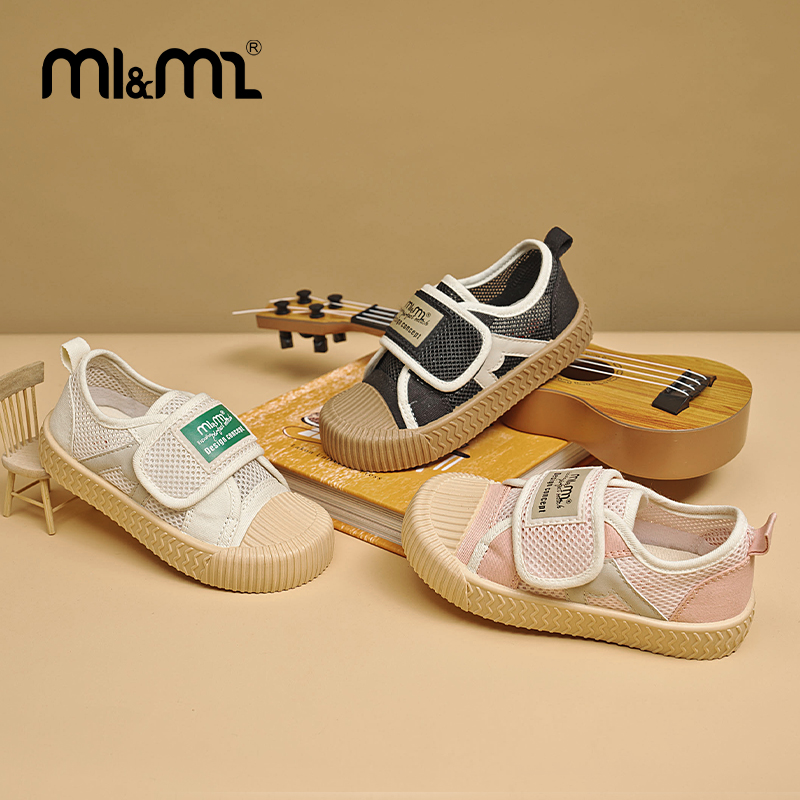 m1m2西班牙童鞋儿童夏季新款舒适透气帆布鞋男女童纯色网面饼干鞋