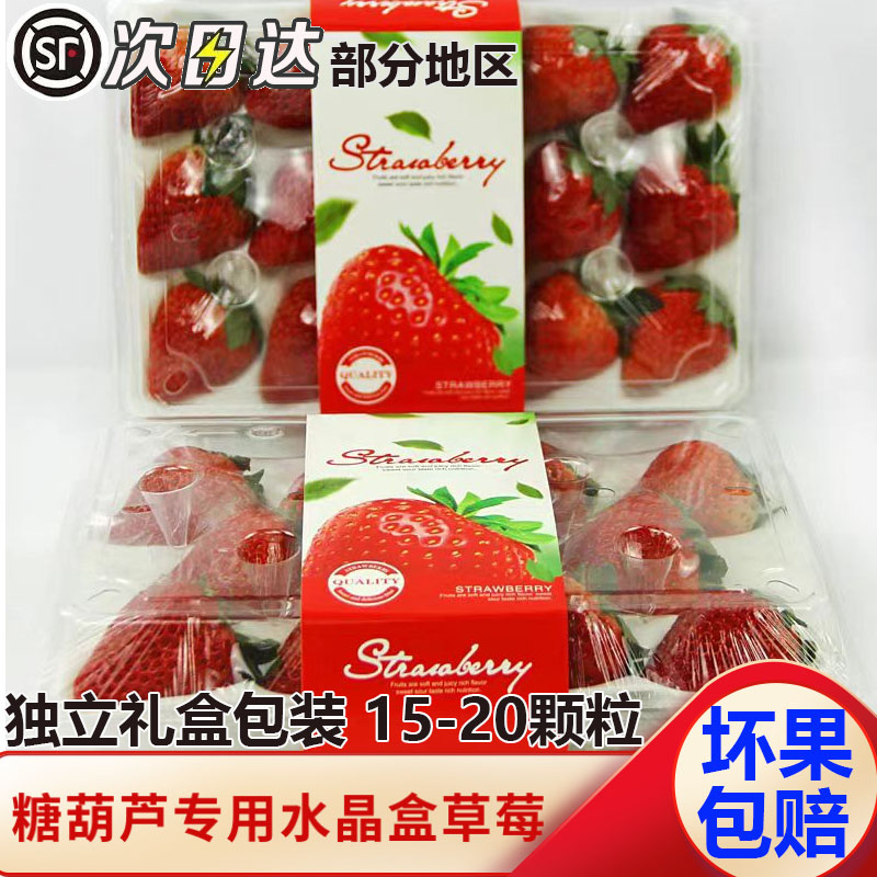草莓新鲜水果商用糖葫芦专用草莓亮盒水晶盒草莓礼盒装顺丰包邮