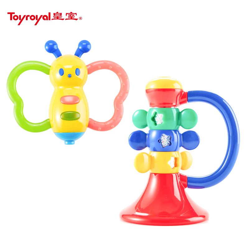 日本皇室Toyroyal小喇叭吹笛婴儿牙胶摇铃玩具儿童吹奏乐器6个月