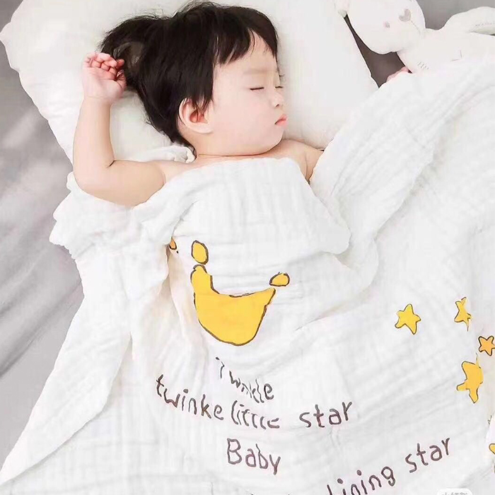 婴幼儿童宝宝纯棉纱布盖毯抱毯浴巾幼儿园午睡毯子被子春夏加大薄