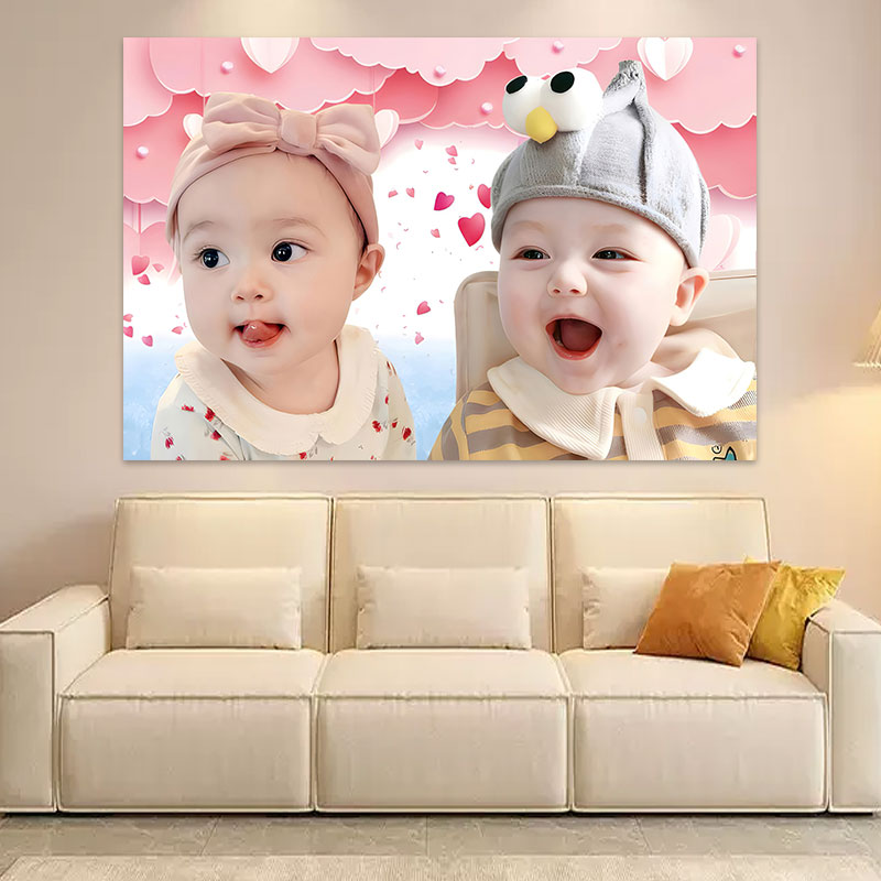 宝宝图片墙贴备孕年画娃娃送子图画报贴画龙凤胎可爱海报孕期挂画