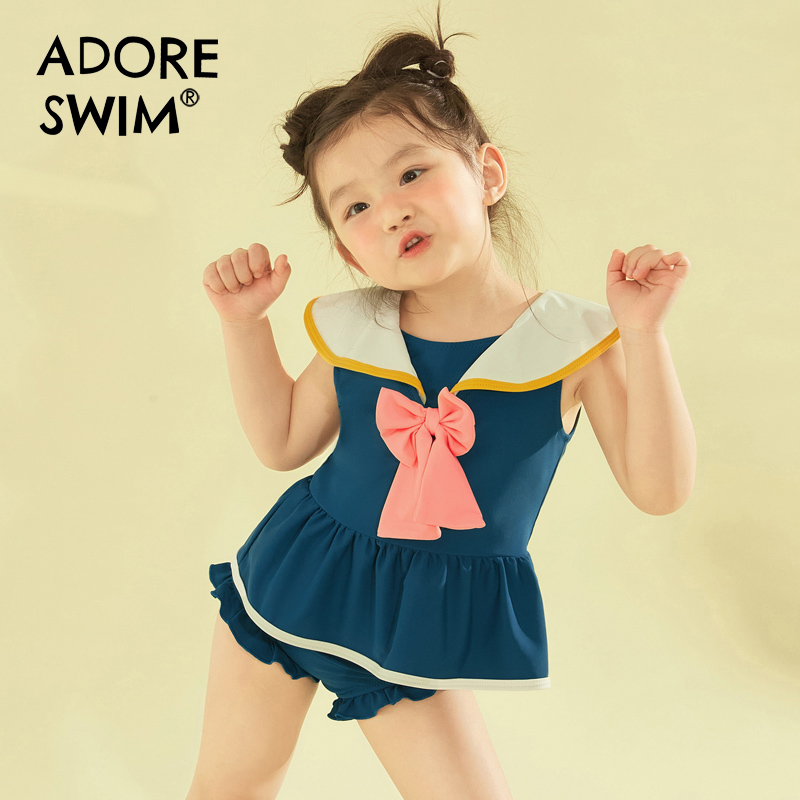 爱多尔2024夏季新款女童分体泳衣中大童宝宝公主款小裙儿童游泳衣