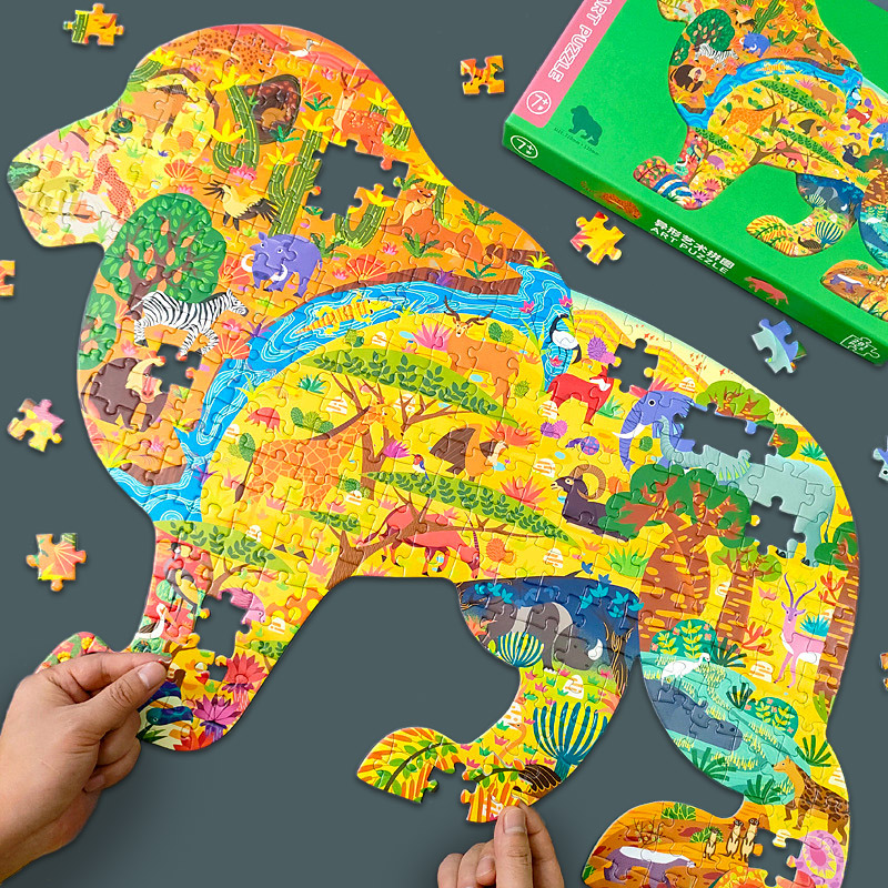 艺术异形拼图儿童益智玩具动物平图3到4-5-6岁以上男女孩拼装