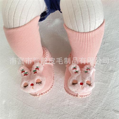 冬季宝宝棉鞋保暖鞋不掉鞋婴儿鞋袜加绒鞋软底0-1岁卡通学步鞋