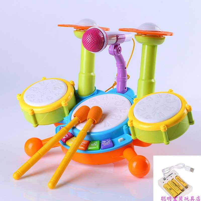 正品儿童爵士鼓玩具架子鼓女宝宝早教益智0-6岁玩具音乐打击乐器3