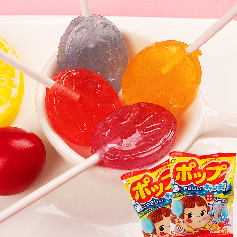 日本代购进口水果味儿童宝宝防蛀牙护齿糖果汁茶多酚不二家棒棒糖