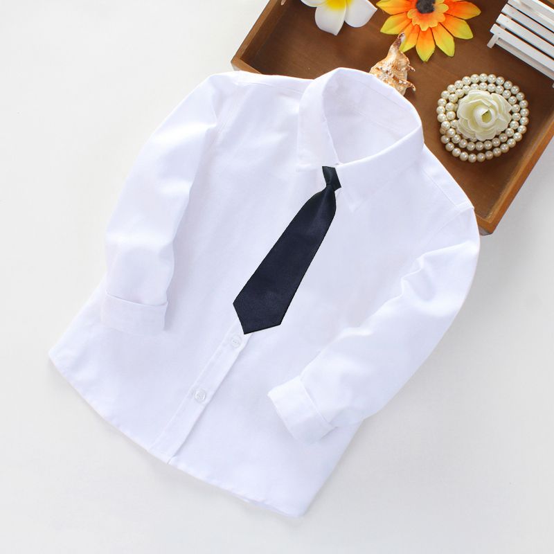 新疆西藏包邮男童白衬衫儿童纯色衬衣长袖棉2-14岁儿童白色衬衫小