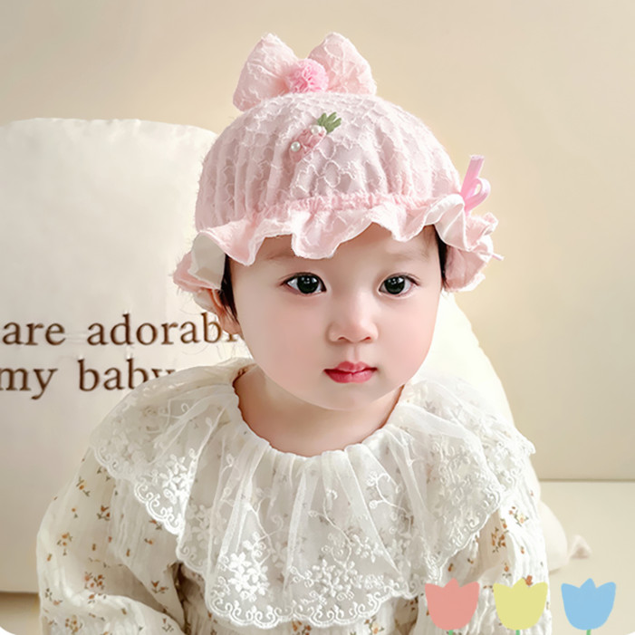 婴儿帽子春秋薄款渔夫帽0一6月小月龄女宝宝遮阳帽可爱新生儿胎帽