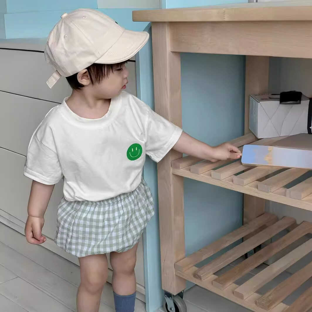 夏季韩版婴儿衣服男童纯棉短袖宝宝可爱卫衣两件套装薄款分体夏装