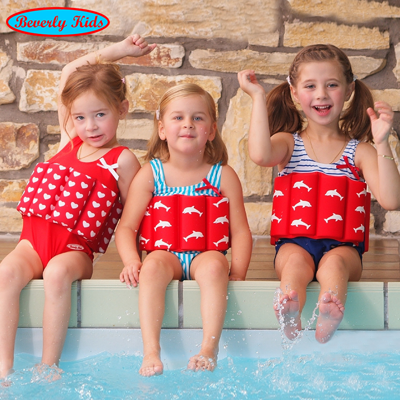 德国儿童浮力泳衣连体女童婴幼儿游泳背心初学者漂浮圈游泳衣装备