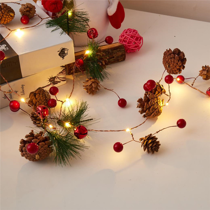 LED圣诞树枝藤条松果小铜线灯果子灯儿童房间帐篷装饰节日彩灯串