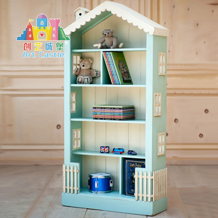 创艺城堡定制创意公主女孩书架卡通简约实木架儿童房子造型储物架