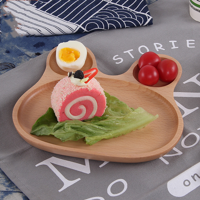 托盘宝宝碟子餐盘日式卡通木质分格盘盘创意早餐盘儿童点心兔实木