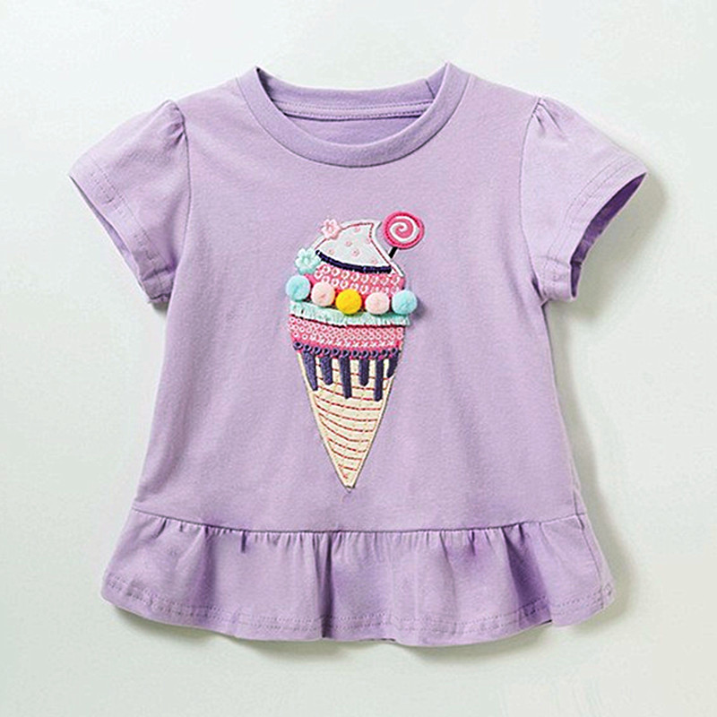 女童纯棉短袖T恤冰淇淋上衣儿童纯棉体恤衫宝宝夏装婴儿半袖打底T