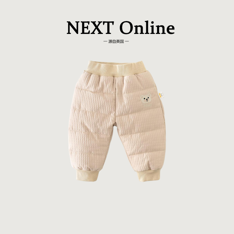 英国Next婴儿冬季加绒裤子男女宝宝保暖长裤洋气防风小熊透气卫裤