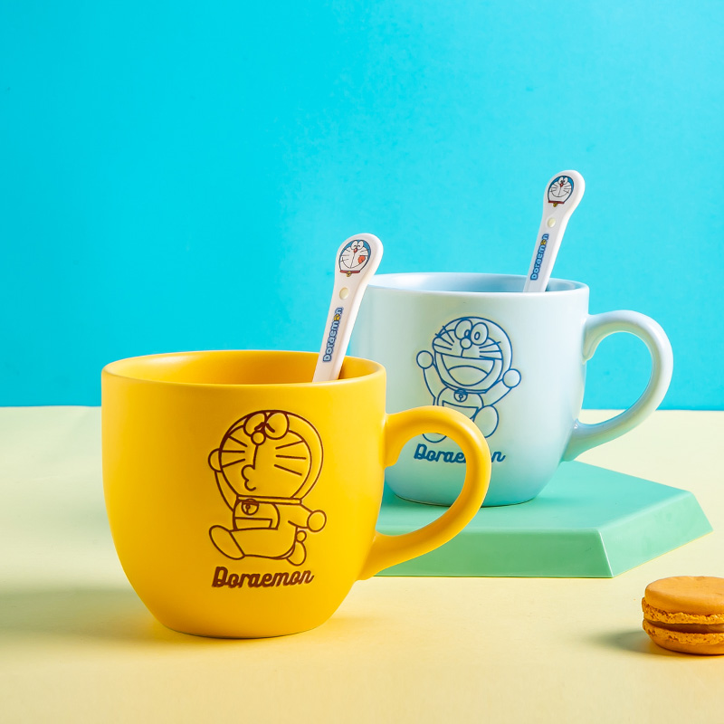 哆啦a梦马克杯卡通儿童可爱水杯子陶瓷情侣对杯早餐咖啡杯蓝胖子