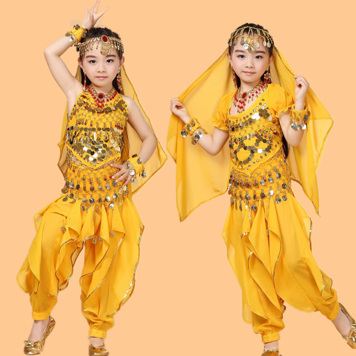 儿童印度舞演出服女童肚皮舞表演服六一少儿天竺民族新疆舞蹈服装