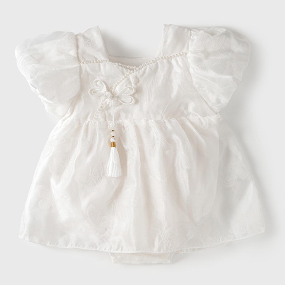 婴儿衣服夏装女宝宝连体衣洋气新中式满月百天公主裙子短袖包屁衣