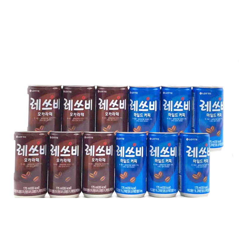 现货12罐包邮175ml*12韩国乐天LetsBe咖啡即饮蓝色原味/棕色拿铁